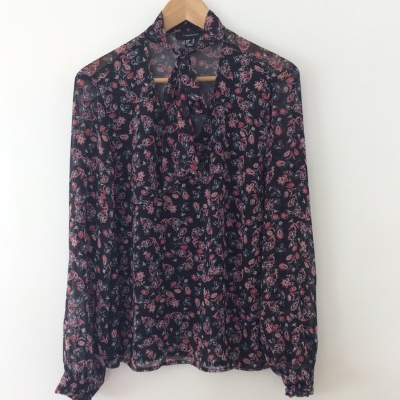 Atmosphere Blouse Top Black & Red Long Sleeve Floral - Picture 1 of 8